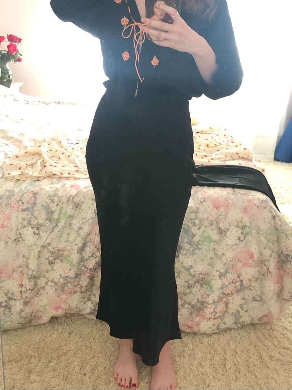 Billie The Label Black 100% Silk Skirt, XS